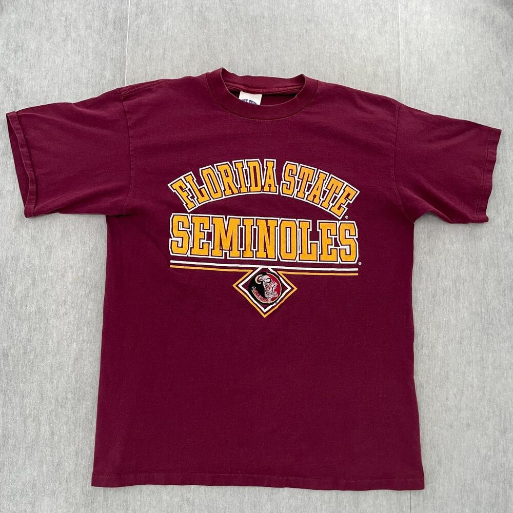 VINTAGE Florida State Seminoles Shirt Adult Large Red Short Sleeve Single Stitch